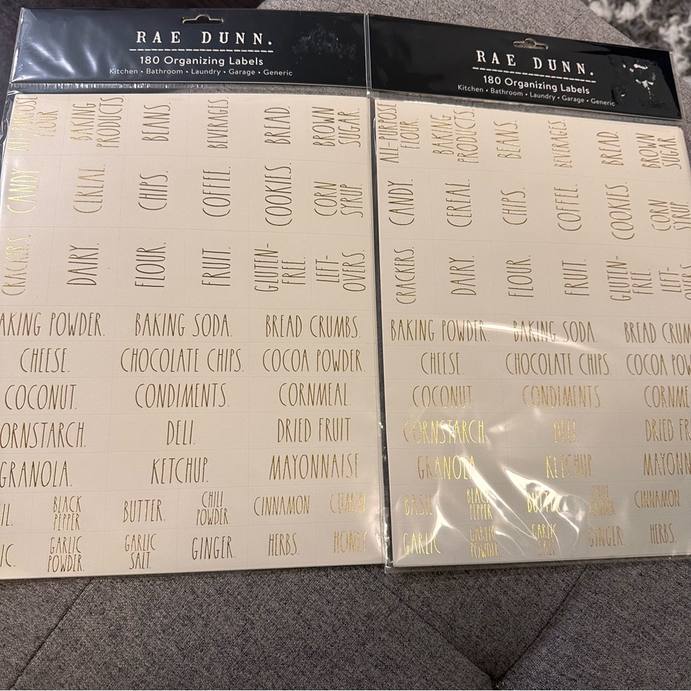 Rae Dunn Gold/White Organizing Labels x 2 packs
